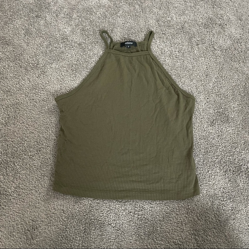 Green halter crop top